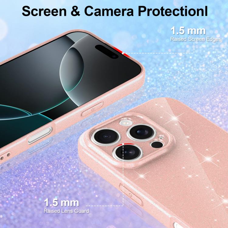 Fine Hole Glossy Glitter Magnetic TPU Phone Case with Same Color Hand Strap, For iPhone 16 Pro, For iPhone 16 Plus, For iPhone 16