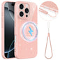 Fine Hole Glossy Glitter Magnetic TPU Phone Case with Same Color Hand Strap, For iPhone 16 Pro, For iPhone 16 Plus, For iPhone 16