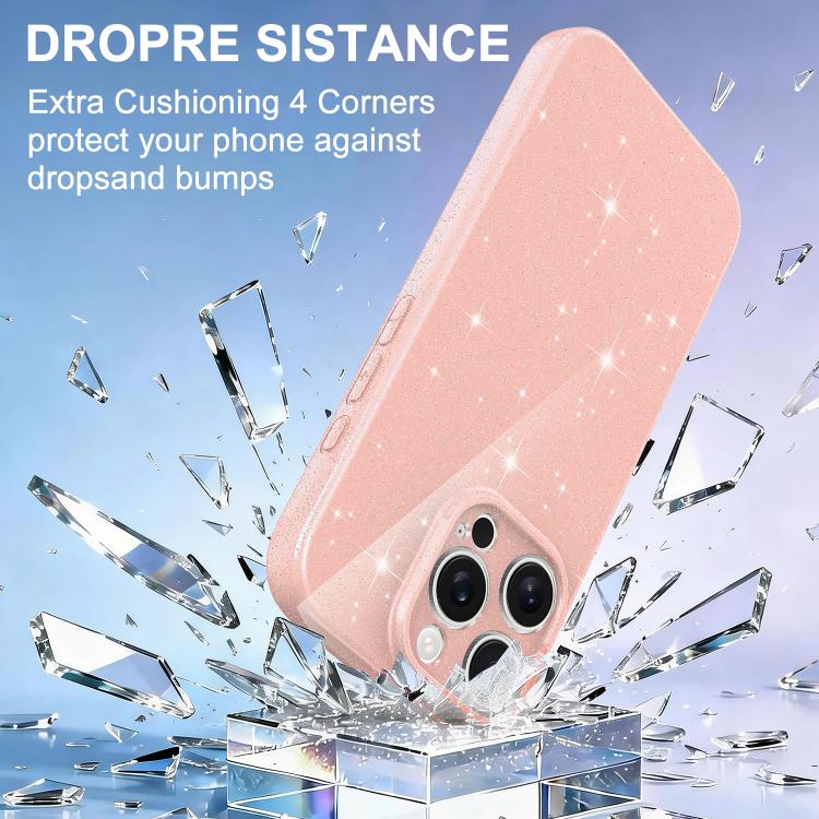 Fine Hole Glossy Glitter Magnetic TPU Phone Case with Same Color Hand Strap, For iPhone 16 Pro, For iPhone 16 Plus, For iPhone 16