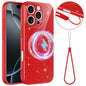 Fine Hole Glossy Glitter Magnetic TPU Phone Case with Same Color Hand Strap, For iPhone 16 Pro, For iPhone 16 Plus, For iPhone 16