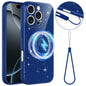 Fine Hole Glossy Glitter Magnetic TPU Phone Case with Same Color Hand Strap, For iPhone 16 Pro, For iPhone 16 Plus, For iPhone 16