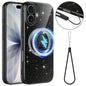 Fine Hole Glossy Glitter Magnetic TPU Phone Case with Same Color Hand Strap, For iPhone 16 Pro, For iPhone 16 Plus, For iPhone 16