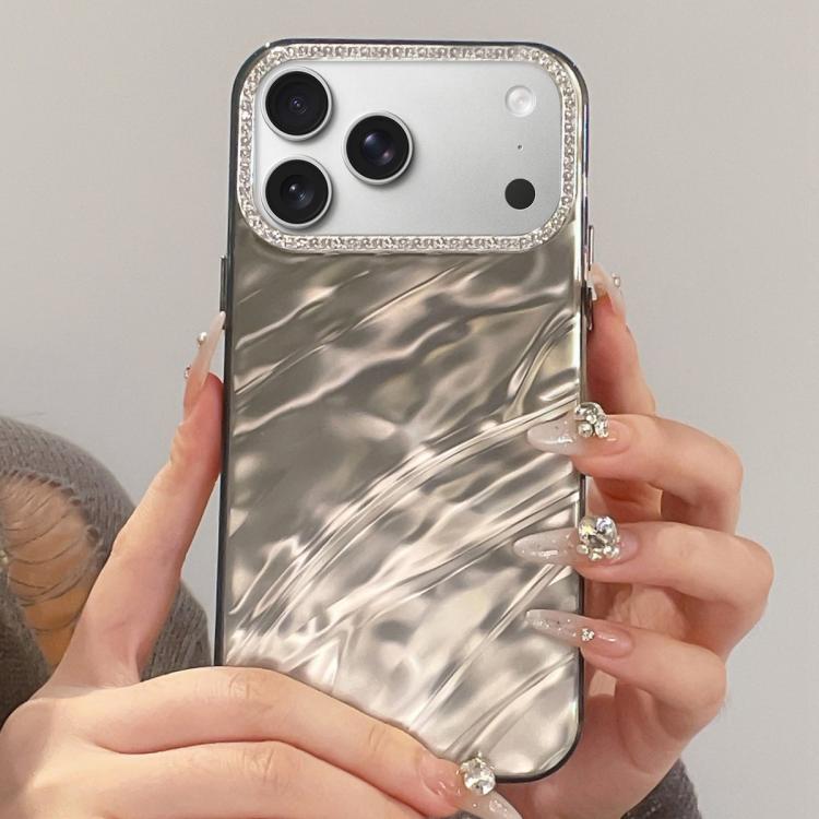 Rhinestone Lens Frame Wrinkled Design Phone Case, For iPhone 17 Pro Max, For iPhone 17 Pro, For iPhone 17, For iPhone Air, For iPhone 16 Pro Max, For iPhone 16 Pro, For iPhone 16, For iPhone 15 Pro Max