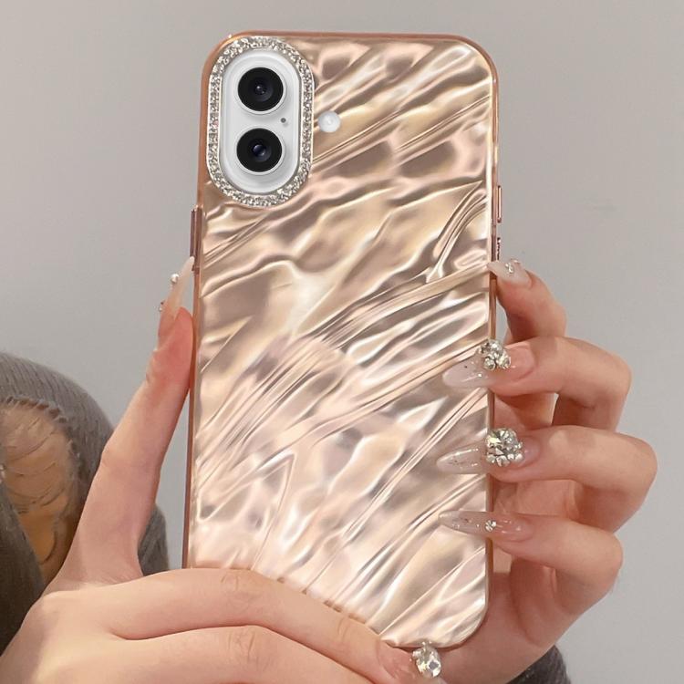 Rhinestone Lens Frame Wrinkled Design Phone Case, For iPhone 17 Pro Max, For iPhone 17 Pro, For iPhone 17, For iPhone Air, For iPhone 16 Pro Max, For iPhone 16 Pro, For iPhone 16, For iPhone 15 Pro Max