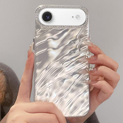 Rhinestone Lens Frame Wrinkled Design Phone Case, For iPhone 17 Pro Max, For iPhone 17 Pro, For iPhone 17, For iPhone Air, For iPhone 16 Pro Max, For iPhone 16 Pro, For iPhone 16, For iPhone 15 Pro Max