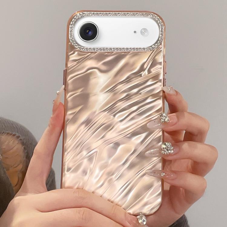 Rhinestone Lens Frame Wrinkled Design Phone Case, For iPhone 17 Pro Max, For iPhone 17 Pro, For iPhone 17, For iPhone Air, For iPhone 16 Pro Max, For iPhone 16 Pro, For iPhone 16, For iPhone 15 Pro Max