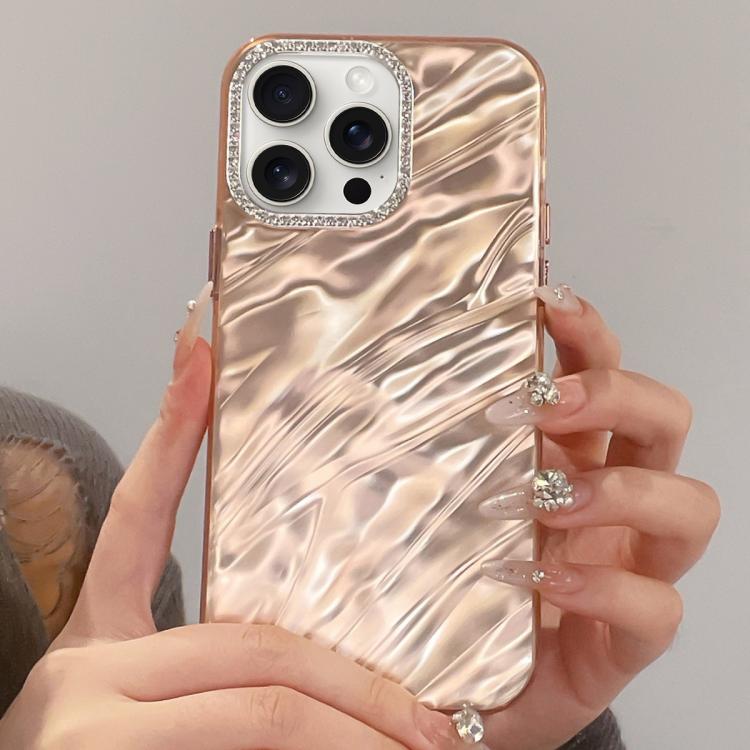 Rhinestone Lens Frame Wrinkled Design Phone Case, For iPhone 17 Pro Max, For iPhone 17 Pro, For iPhone 17, For iPhone Air, For iPhone 16 Pro Max, For iPhone 16 Pro, For iPhone 16, For iPhone 15 Pro Max