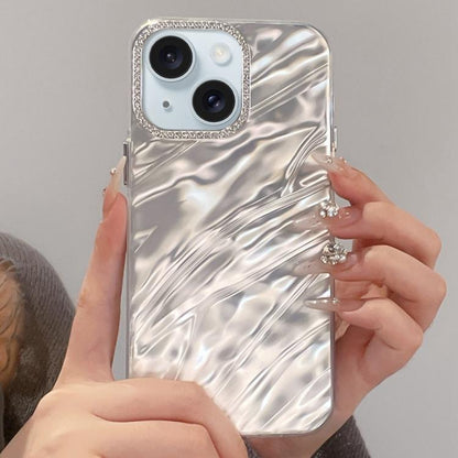 Rhinestone Lens Frame Wrinkled Design Phone Case, For iPhone 15 Pro, For iPhone 15, For iPhone 14, For iPhone 14 Pro, For iPhone 14 Pro Max, For iPhone 13 Pro Max, For iPhone 13 Pro, For iPhone 13