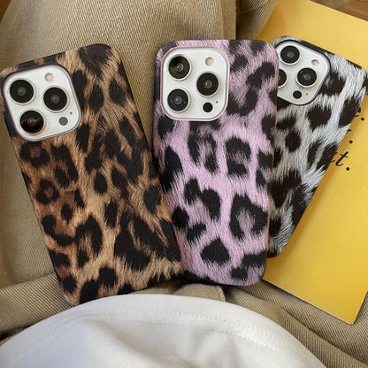 Leopard Print Leather-Textured PU Phone Case, For iPhone 15 Pro, For iPhone 15 Plus, For iPhone 15, For iPhone 14 Plus, For iPhone 14, For iPhone 14 Pro, For iPhone 14 Pro Max, For iPhone 13 Pro Max