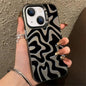Wavy Stripes Pattern Frosted IMD 2-in-1 PC Phone Case, For iPhone 16, For iPhone 15 Pro Max, For iPhone 15 Pro, For iPhone 15 Plus