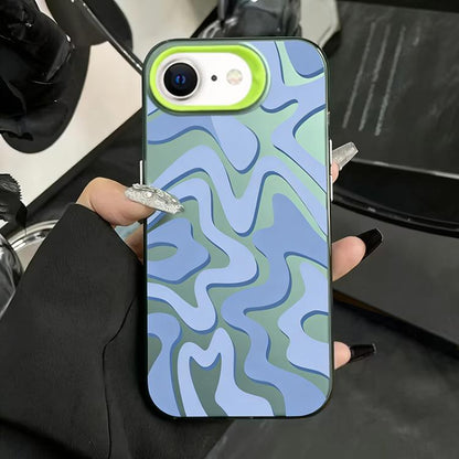 Wavy Stripes Pattern Frosted IMD 2-in-1 PC Phone Case, For iPhone 14 Pro Max, For iPhone SE 2022 / SE 2020 / 7 / 8, For iPhone 13 Pro Max, For iPhone 13 Pro