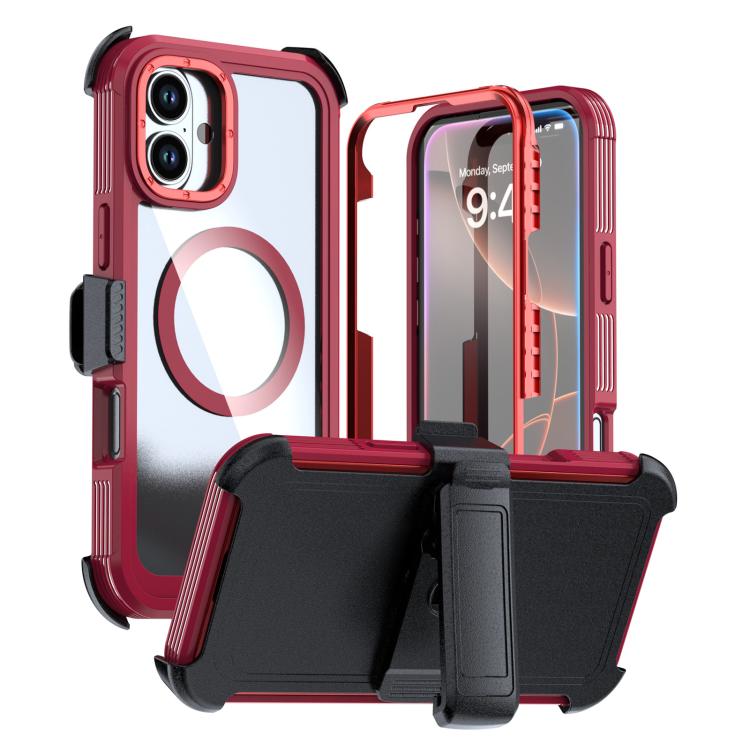 Acrylic Full Coverage Magnetic Phone Case with Back Clip, For iPhone 16 Plus, For iPhone 16, For iPhone 15 Pro Max