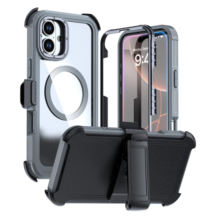 Acrylic Full Coverage Magnetic Phone Case with Back Clip, For iPhone 16 Plus, For iPhone 16, For iPhone 15 Pro Max