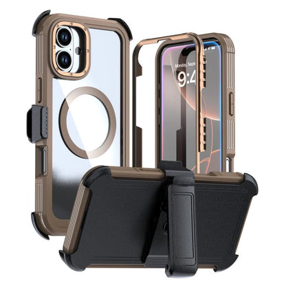 Acrylic Full Coverage Magnetic Phone Case with Back Clip, For iPhone 16 Plus, For iPhone 16, For iPhone 15 Pro Max