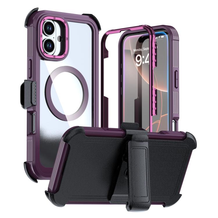 Acrylic Full Coverage Magnetic Phone Case with Back Clip, For iPhone 16 Plus, For iPhone 16, For iPhone 15 Pro Max