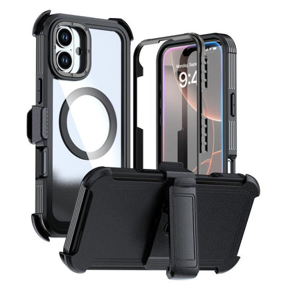 Acrylic Full Coverage Magnetic Phone Case with Back Clip, For iPhone 16 Plus, For iPhone 16, For iPhone 15 Pro Max