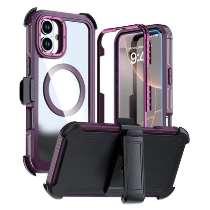 Acrylic Full Coverage Magnetic Phone Case with Back Clip, For iPhone 16 Plus, For iPhone 16, For iPhone 15 Pro Max