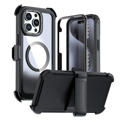 Acrylic Full Coverage Magnetic Phone Case with Back Clip, For iPhone 16 Plus, For iPhone 16, For iPhone 15 Pro Max