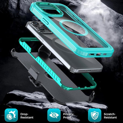 Acrylic Full Coverage Magnetic Phone Case with Back Clip, For iPhone 15 Pro, For iPhone 15 Plus / 14 Plus, For iPhone 15