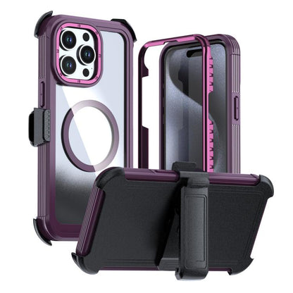 Acrylic Full Coverage Magnetic Phone Case with Back Clip, For iPhone 15 Pro, For iPhone 15 Plus / 14 Plus, For iPhone 15