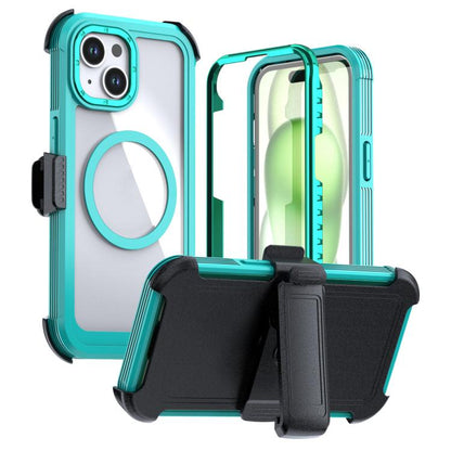 Acrylic Full Coverage Magnetic Phone Case with Back Clip, For iPhone 15 Pro, For iPhone 15 Plus / 14 Plus, For iPhone 15