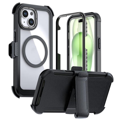 Acrylic Full Coverage Magnetic Phone Case with Back Clip, For iPhone 15 Pro, For iPhone 15 Plus / 14 Plus, For iPhone 15
