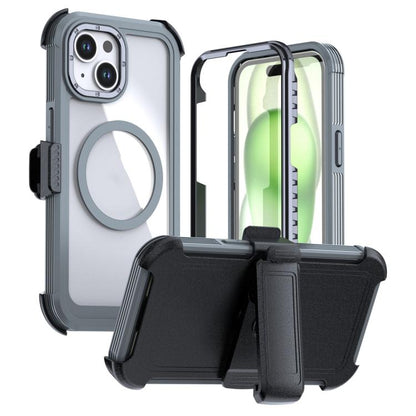 Acrylic Full Coverage Magnetic Phone Case with Back Clip, For iPhone 15 Pro, For iPhone 15 Plus / 14 Plus, For iPhone 15