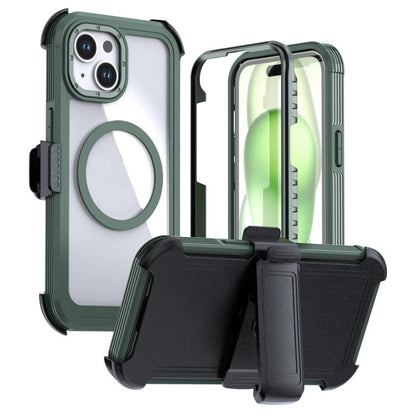 Acrylic Full Coverage Magnetic Phone Case with Back Clip, For iPhone 15 Pro, For iPhone 15 Plus / 14 Plus, For iPhone 15