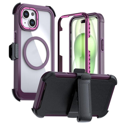 Acrylic Full Coverage Magnetic Phone Case with Back Clip, For iPhone 15 Pro, For iPhone 15 Plus / 14 Plus, For iPhone 15
