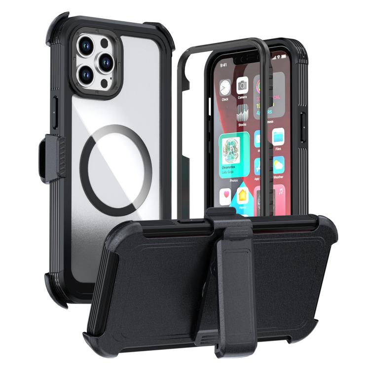 Acrylic Full Coverage Magnetic Phone Case with Back Clip, For iPhone 12 Pro Max