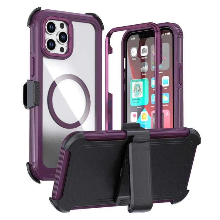 Acrylic Full Coverage Magnetic Phone Case with Back Clip, For iPhone 12 Pro Max