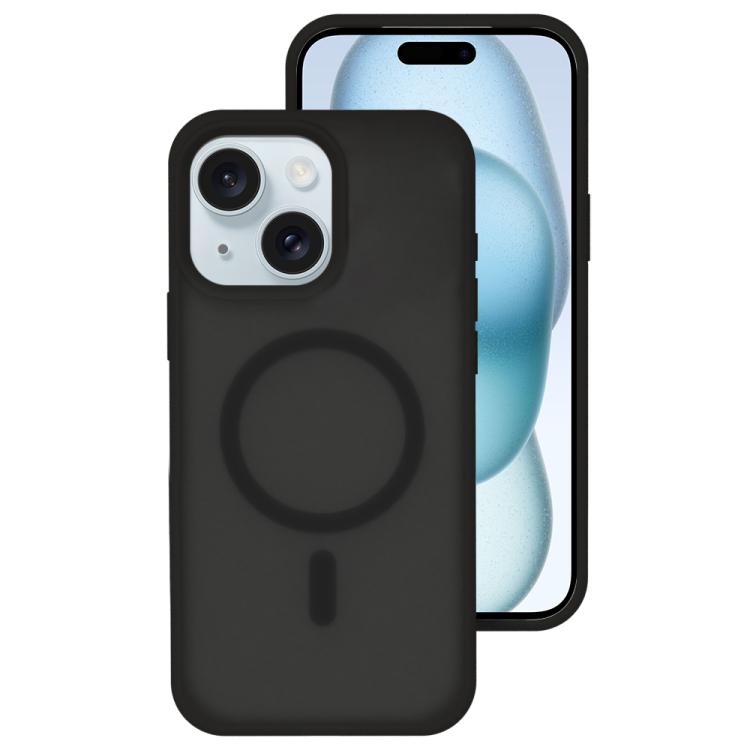 Crystal-Clear Colors Skin-friendly Feel Liquid Silicone Magnetic Phone Case, For iPhone 15