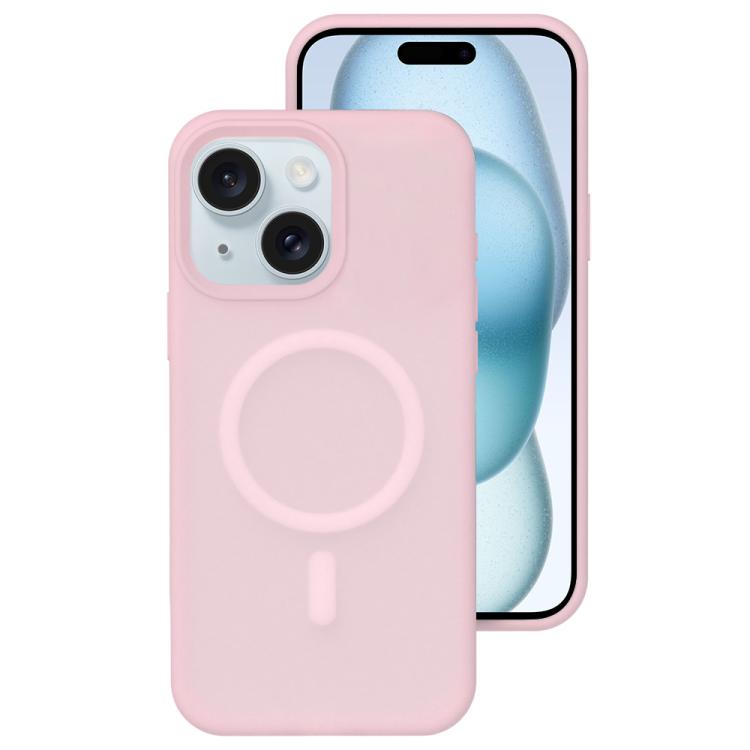 Crystal-Clear Colors Skin-friendly Feel Liquid Silicone Magnetic Phone Case, For iPhone 15