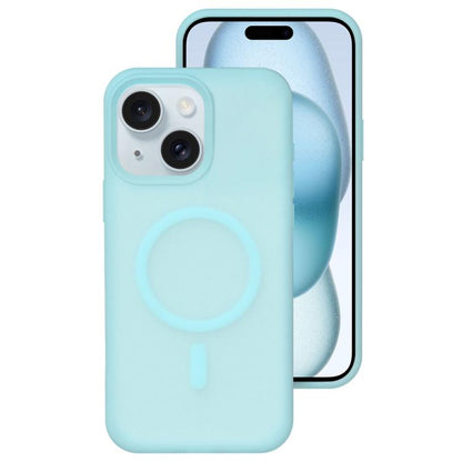 Crystal-Clear Colors Skin-friendly Feel Liquid Silicone Magnetic Phone Case, For iPhone 15