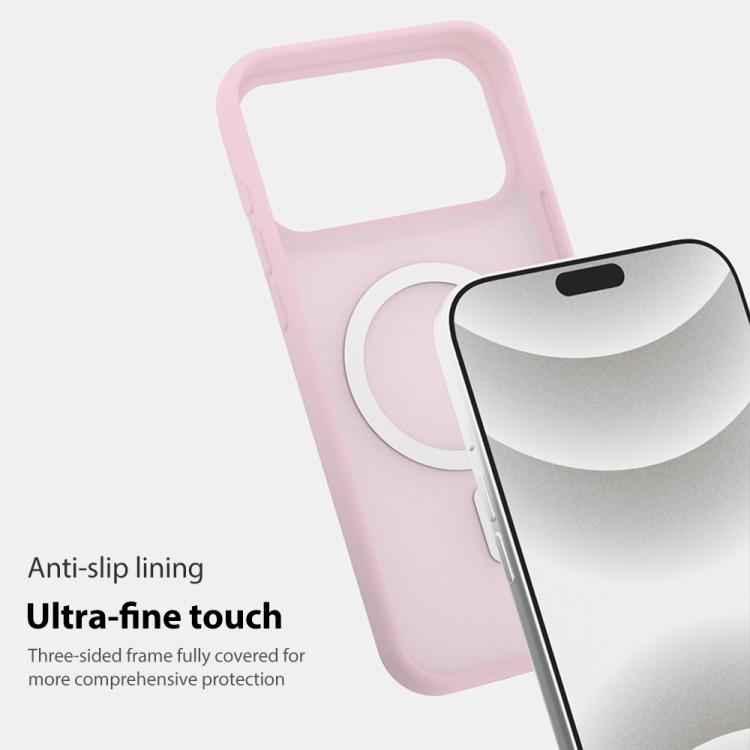 Crystal-Clear Colors Skin-friendly Feel Liquid Silicone Magnetic Phone Case, For iPhone 16 Pro, For iPhone 16