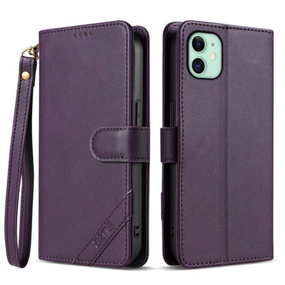AZNS A2 Series Tri-Card Wallet RFID Vegan Leather Phone Case with Strap, For iPhone 12 Pro, For iPhone 11 Pro Max, For iPhone 11, For iPhone 11 Pro