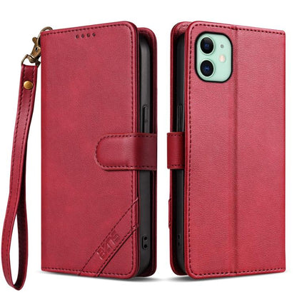AZNS A2 Series Tri-Card Wallet RFID Vegan Leather Phone Case with Strap, For iPhone 12 Pro, For iPhone 11 Pro Max, For iPhone 11, For iPhone 11 Pro