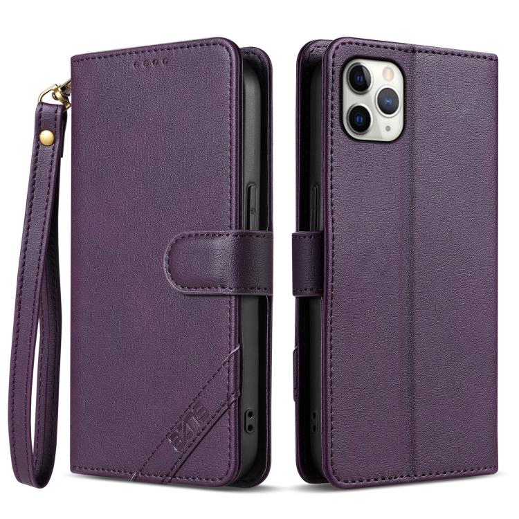AZNS A2 Series Tri-Card Wallet RFID Vegan Leather Phone Case with Strap, For iPhone 12 Pro, For iPhone 11 Pro Max, For iPhone 11, For iPhone 11 Pro
