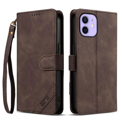AZNS A2 Series Tri-Card Wallet RFID Vegan Leather Phone Case with Strap, For iPhone 13 Pro, For iPhone 13, For iPhone 12, For iPhone 12 Pro Max