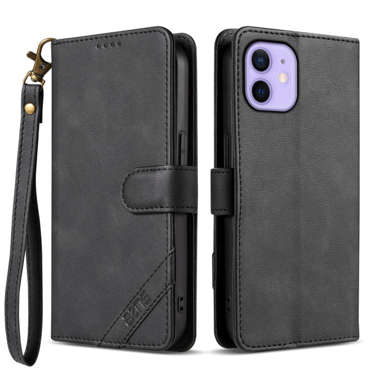 AZNS A2 Series Tri-Card Wallet RFID Vegan Leather Phone Case with Strap, For iPhone 13 Pro, For iPhone 13, For iPhone 12, For iPhone 12 Pro Max