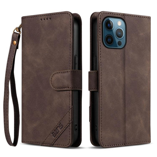 AZNS A2 Series Tri-Card Wallet RFID Vegan Leather Phone Case with Strap, For iPhone 12 Pro, For iPhone 11 Pro Max, For iPhone 11, For iPhone 11 Pro