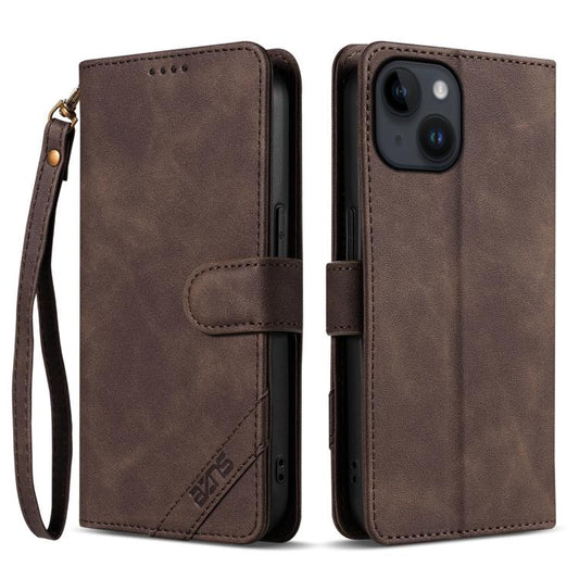 AZNS A2 Series Tri-Card Wallet RFID Vegan Leather Phone Case with Strap, For iPhone 14, For iPhone 14 Pro, For iPhone 14 Pro Max, For iPhone 13 Pro Max