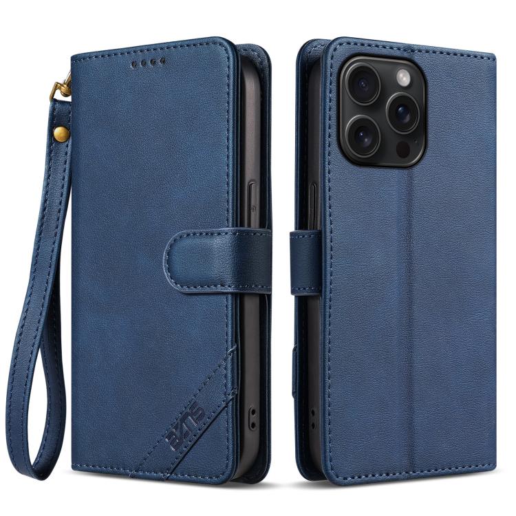 AZNS A2 Series Tri-Card Wallet RFID Vegan Leather Phone Case with Strap, For iPhone 14, For iPhone 14 Pro, For iPhone 14 Pro Max, For iPhone 13 Pro Max