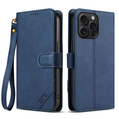 AZNS A2 Series Tri-Card Wallet RFID Vegan Leather Phone Case with Strap, For iPhone 14, For iPhone 14 Pro, For iPhone 14 Pro Max, For iPhone 13 Pro Max