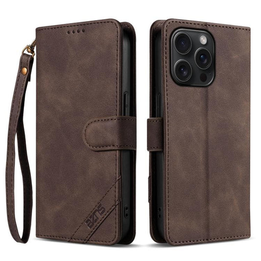 AZNS A2 Series Tri-Card Wallet RFID Vegan Leather Phone Case with Strap, For iPhone 15 Pro, For iPhone 15 Plus, For iPhone 15, For iPhone 14 Plus