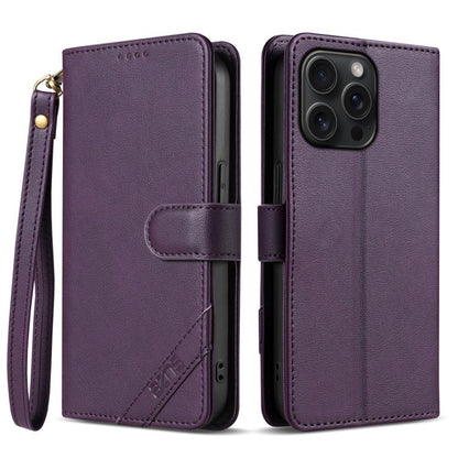 AZNS A2 Series Tri-Card Wallet RFID Vegan Leather Phone Case with Strap, For iPhone 16 Pro, For iPhone 16 Plus, For iPhone 16, For iPhone 15 Pro Max
