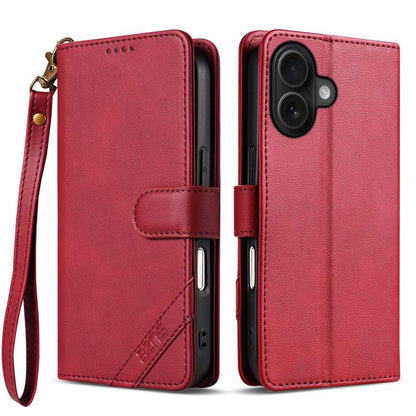 AZNS A2 Series Tri-Card Wallet RFID Vegan Leather Phone Case with Strap, For iPhone 16 Pro, For iPhone 16 Plus, For iPhone 16, For iPhone 15 Pro Max