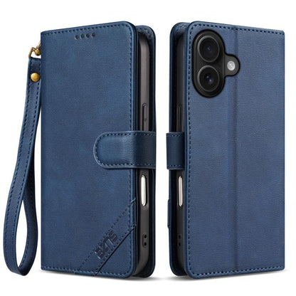 AZNS A2 Series Tri-Card Wallet RFID Vegan Leather Phone Case with Strap, For iPhone 16 Pro, For iPhone 16 Plus, For iPhone 16, For iPhone 15 Pro Max