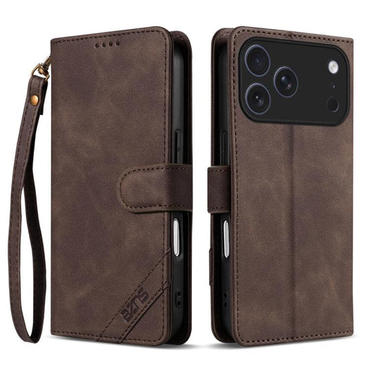 AZNS A2 Series Tri-Card Wallet RFID Vegan Leather Phone Case with Strap, For iPhone 17 Pro, For iPhone 17, For iPhone Air, For iPhone 16 Pro Max