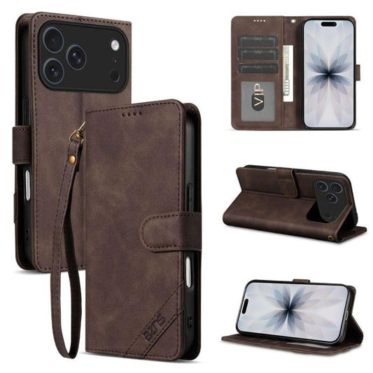 AZNS A2 Series Tri-Card Wallet RFID Vegan Leather Phone Case with Strap, For iPhone 18 Pro, For iPhone 18 Pro Max, For iPhone 17e / 16e, For iPhone 17 Pro Max